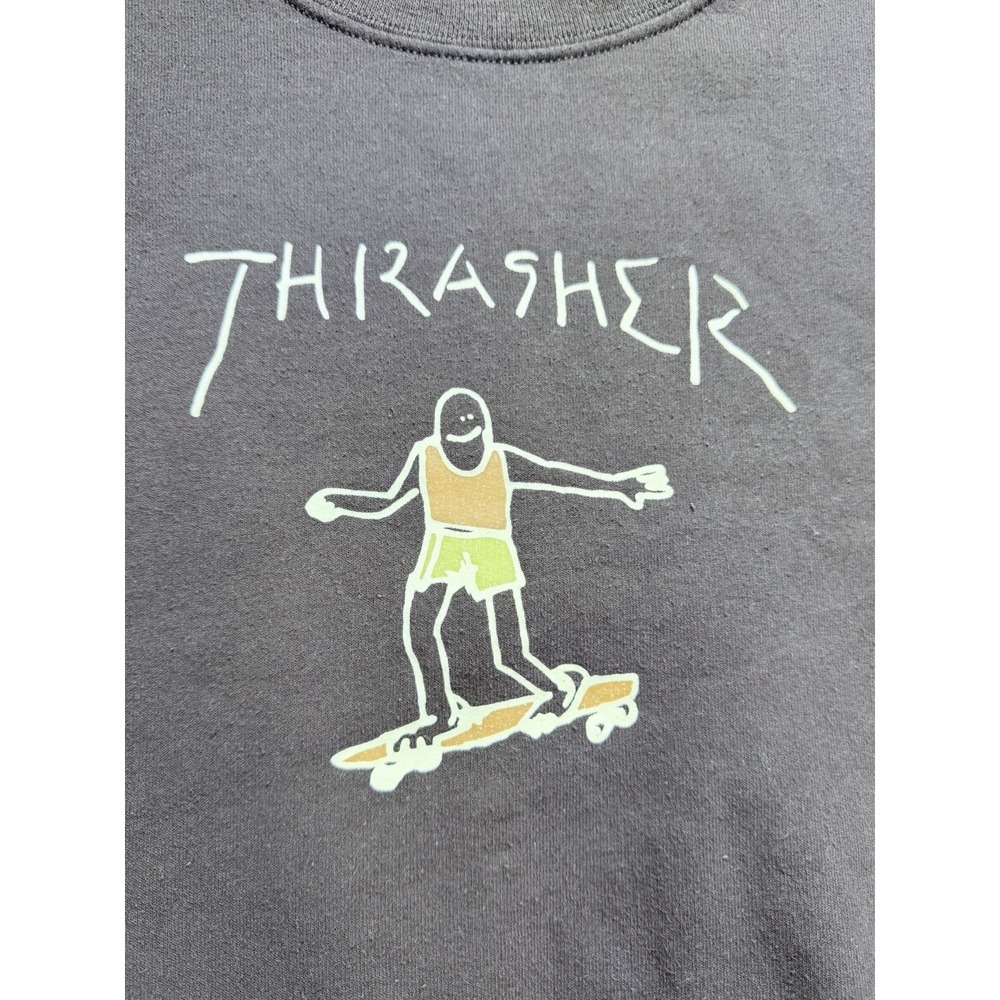 Thrasher Gonz Logo Brown Crewneck Sweatshirt Mens Mark Gonzales Skateboarding L